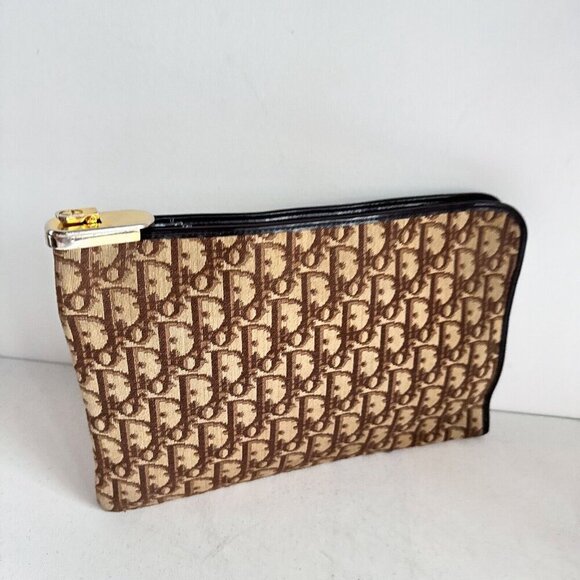Vintage Christian Dior Logo Print Canvas Clutch Unisex - Picture 2 of 15